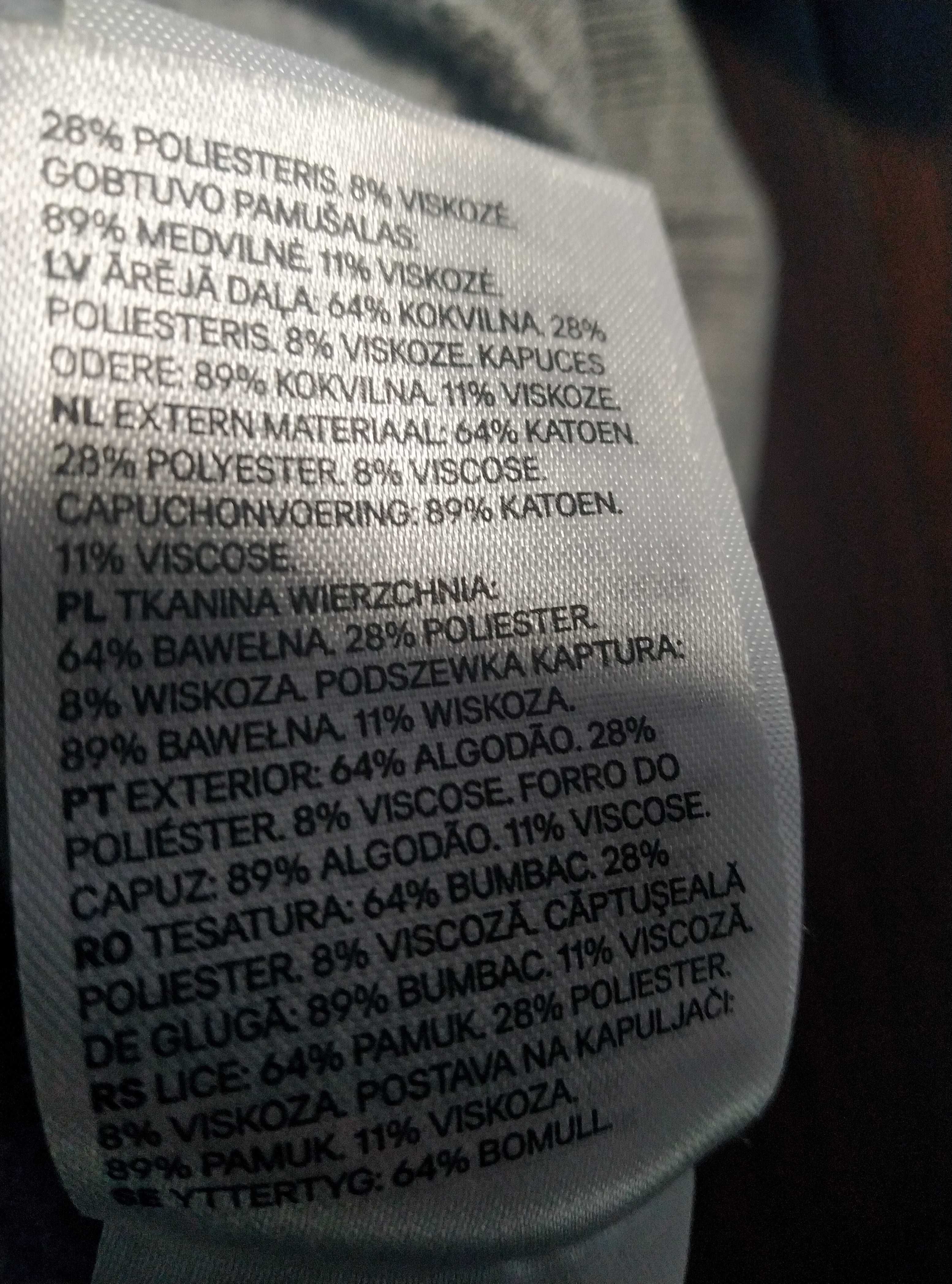 Szara bluza z kapturem H&M Basic r.S