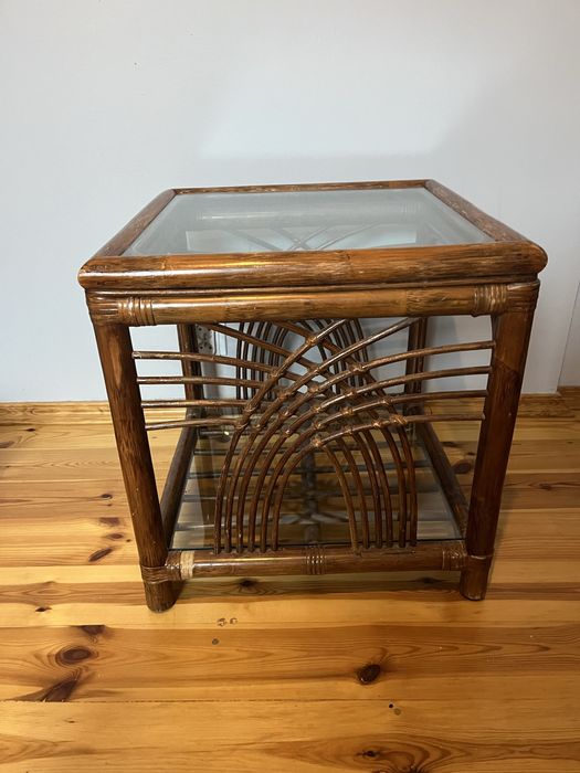 Stolik kawowy brązowy szklany stan dobry