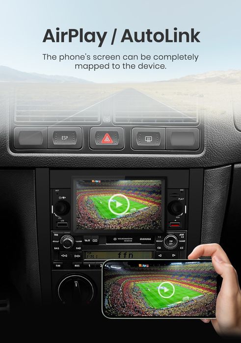 Rádio 1din 5 polegadas CARPLAY Android auto VW Peugeot Honda Kia NOVO