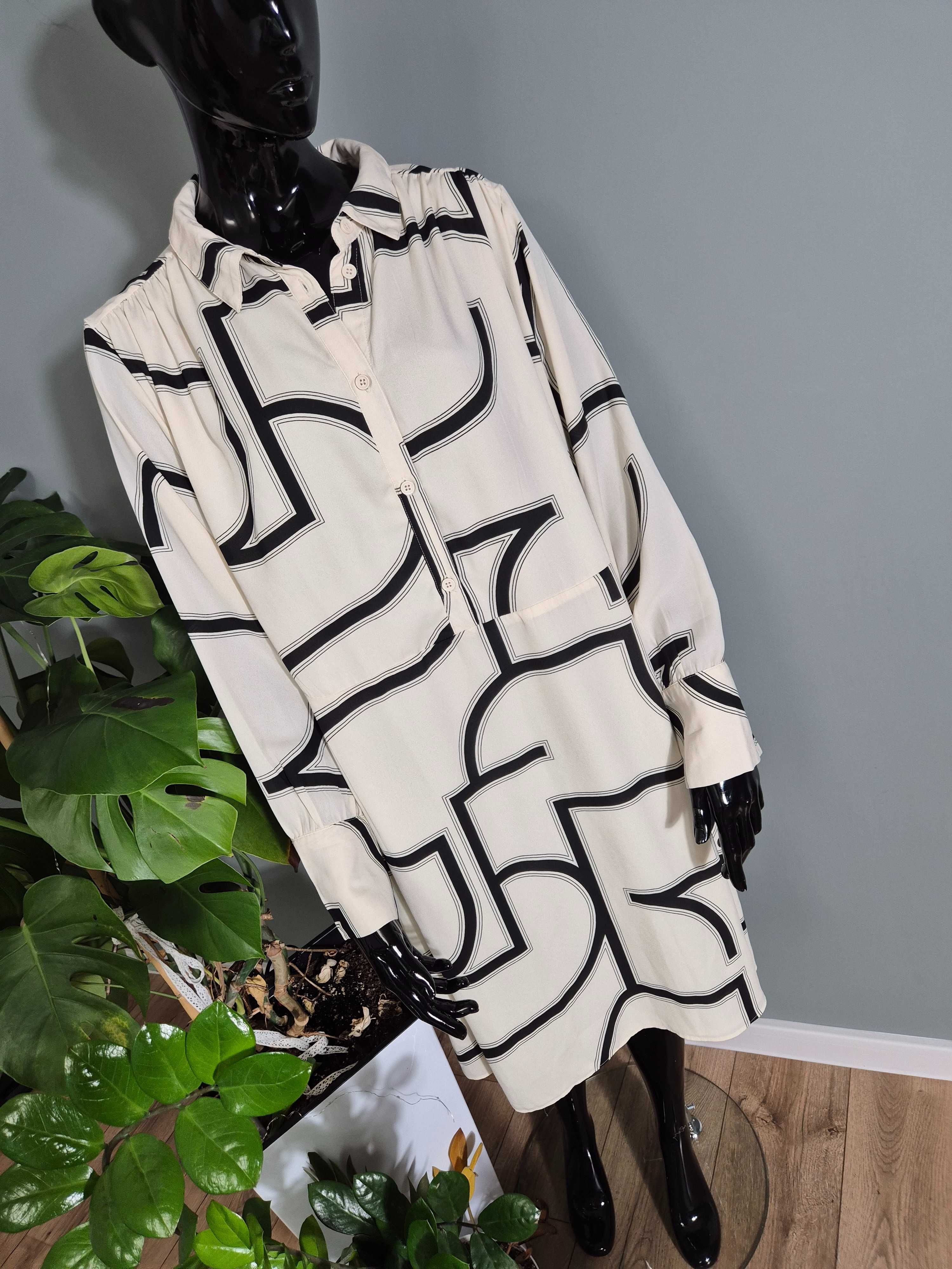 Luźna sukienka damska midi do kolana H&M 44 XXL plus size