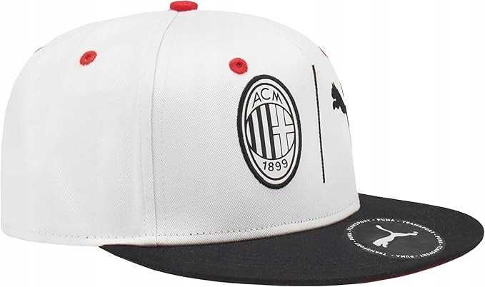 PUMA AC MILAN Licencjonowana bawełniana biała czapka z daszkiem kibica