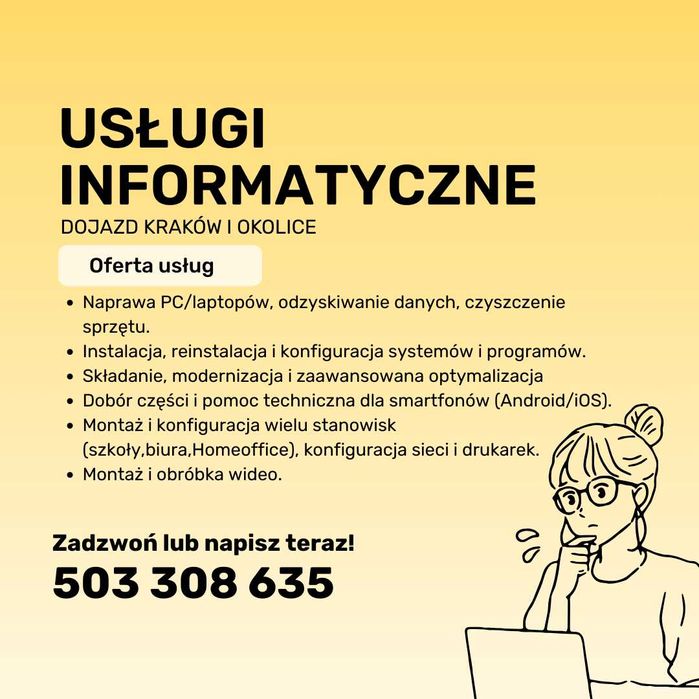 Usługi Informatyczne Informatyk Kraków – Serwis, Montaż, Pomoc IT