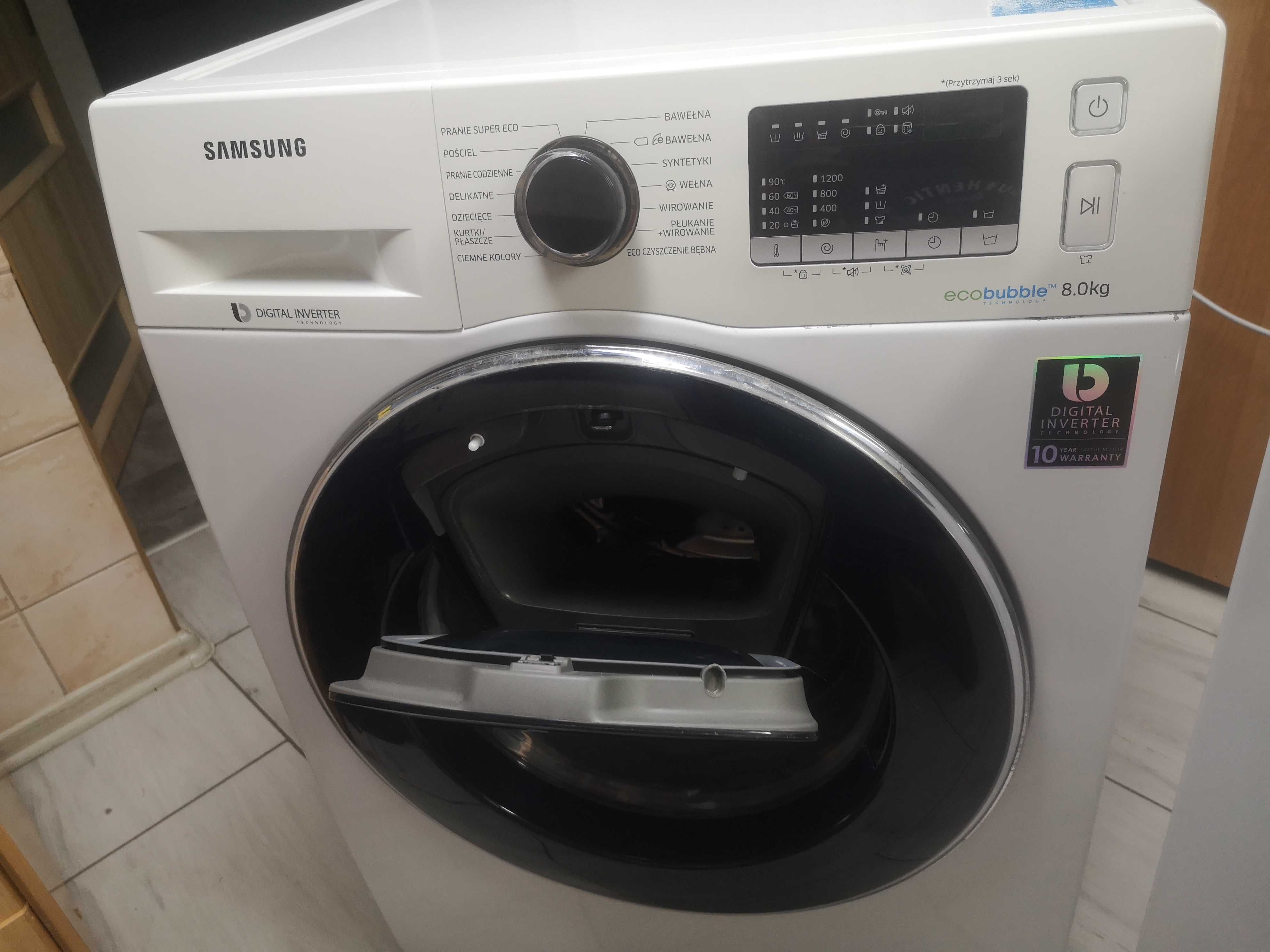 Samsung Ecobubble 8kg,1200 obr,inwerter,krótki program, ADD WASH.A+++