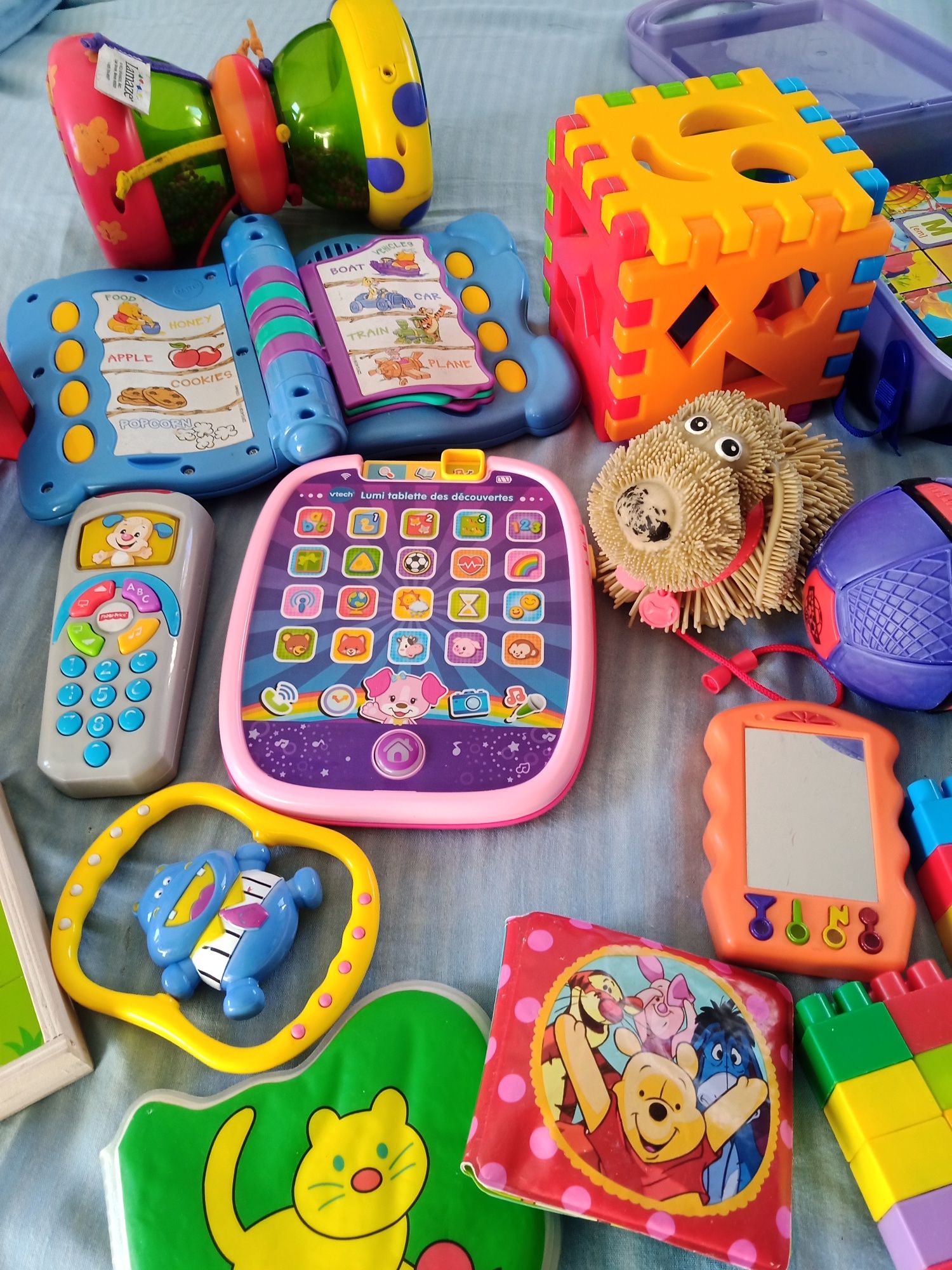 Zestaw zabawki puzzle pies fisher telefon