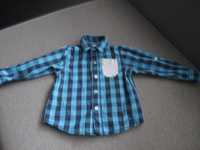 niebieska- turkusowa koszula chłopięca w kratkę z Reserved- rozmiar 74