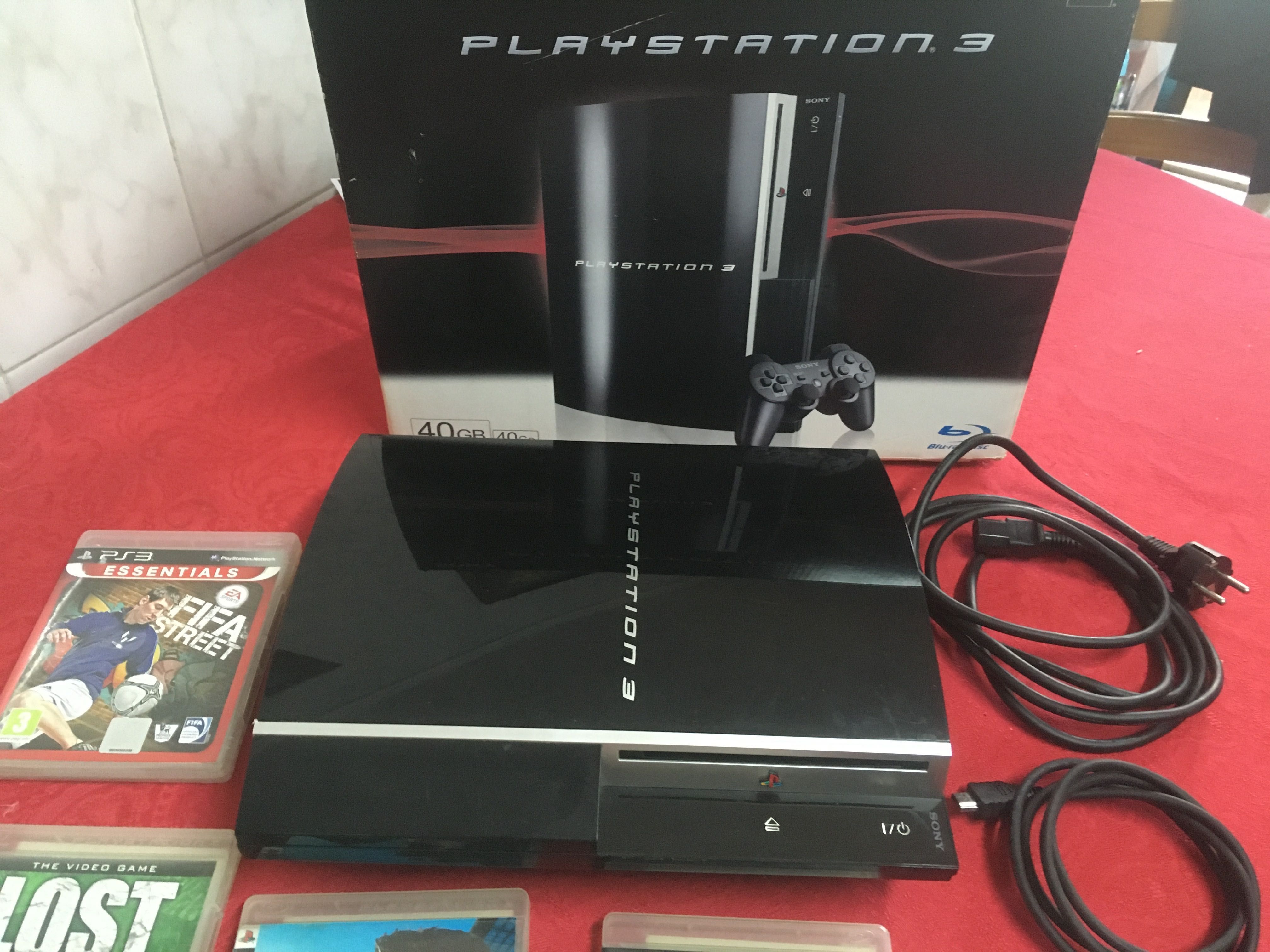 PlayStation 3 Fat 40gb-c/ caixa comando e 7 jogos