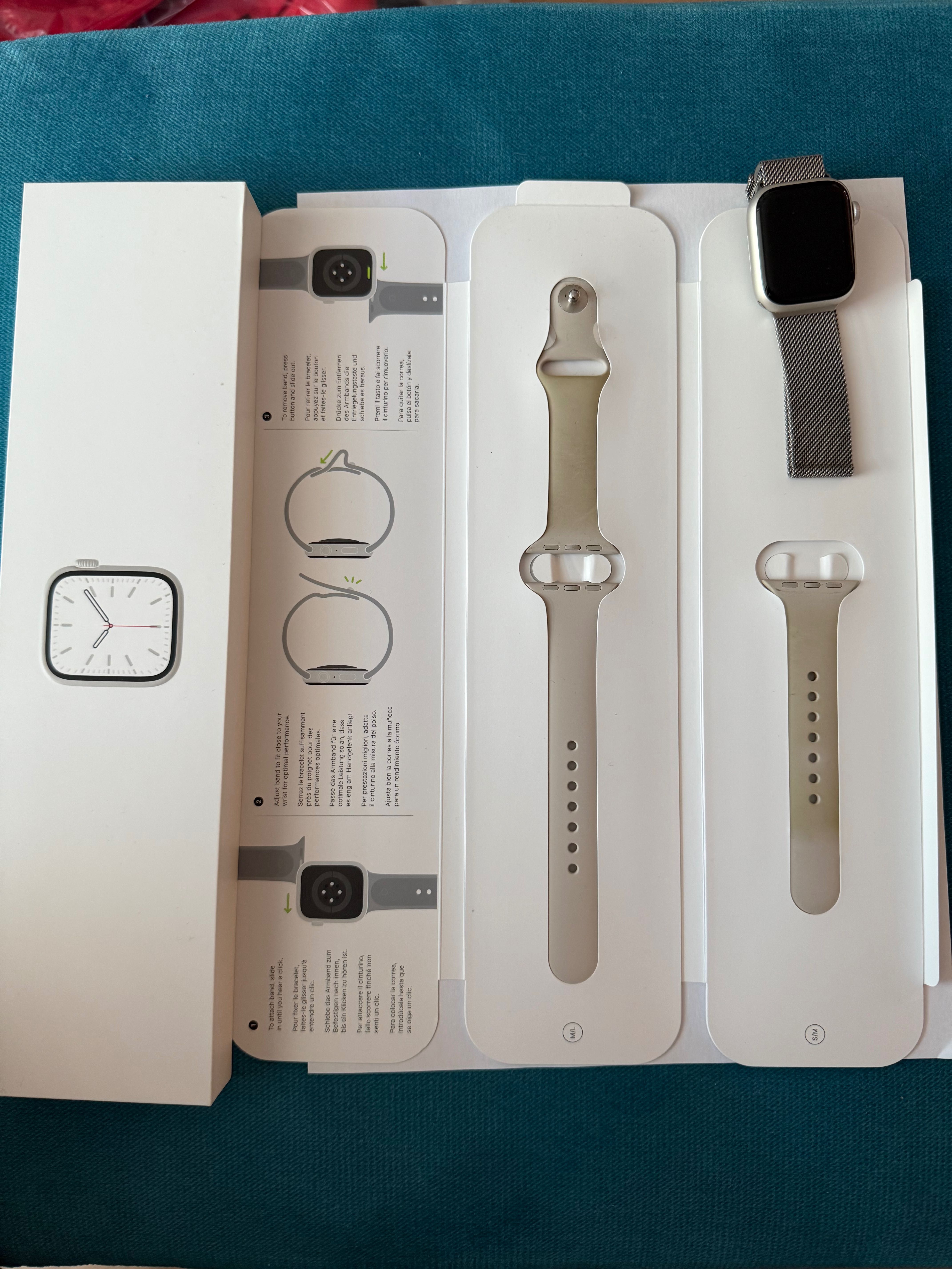 Apple Watch Series 7 GPS + Cellular, 41 mm aluminium +Pudełko i opaski