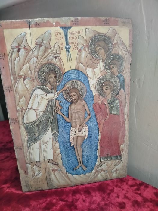 Икона Крещение Христа на дереве церковная
