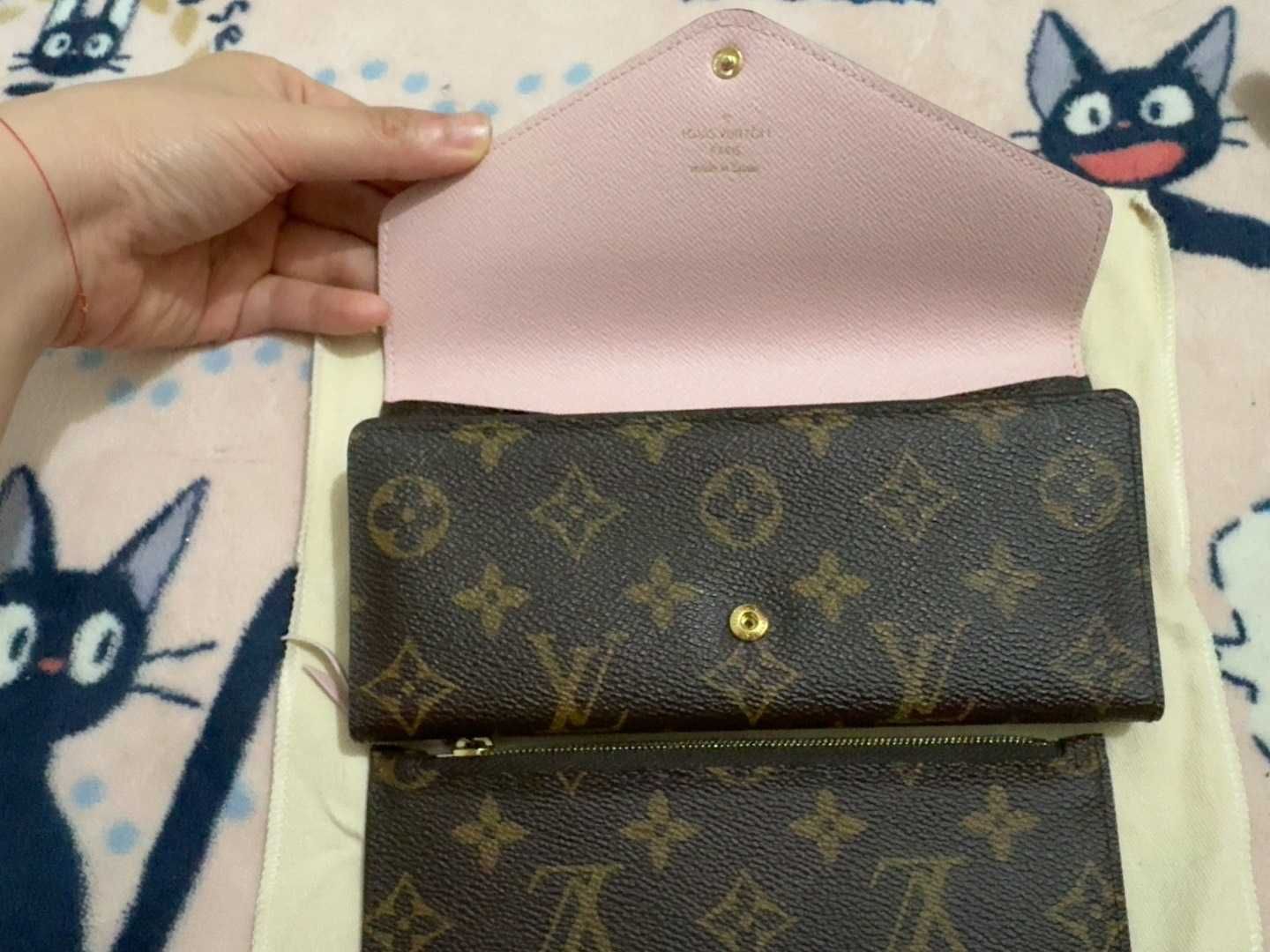 Nowe LV Louis Vuitton długi portfel Różowy przycisk