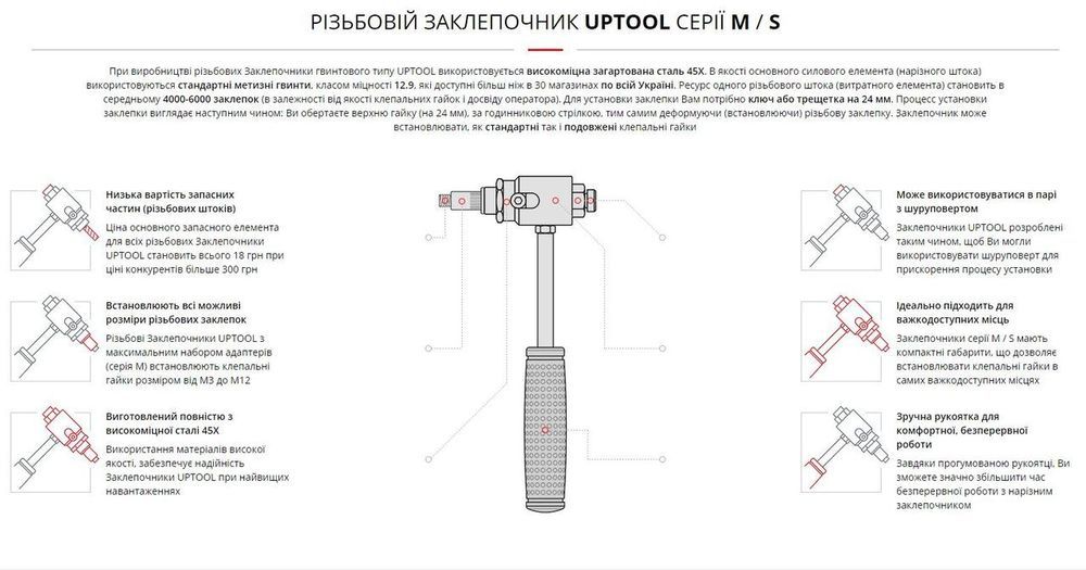 Заклепочник резьбовой УКРАЇНСЬКЕ ВИРОБНИЦТВО пистелет заклепочный