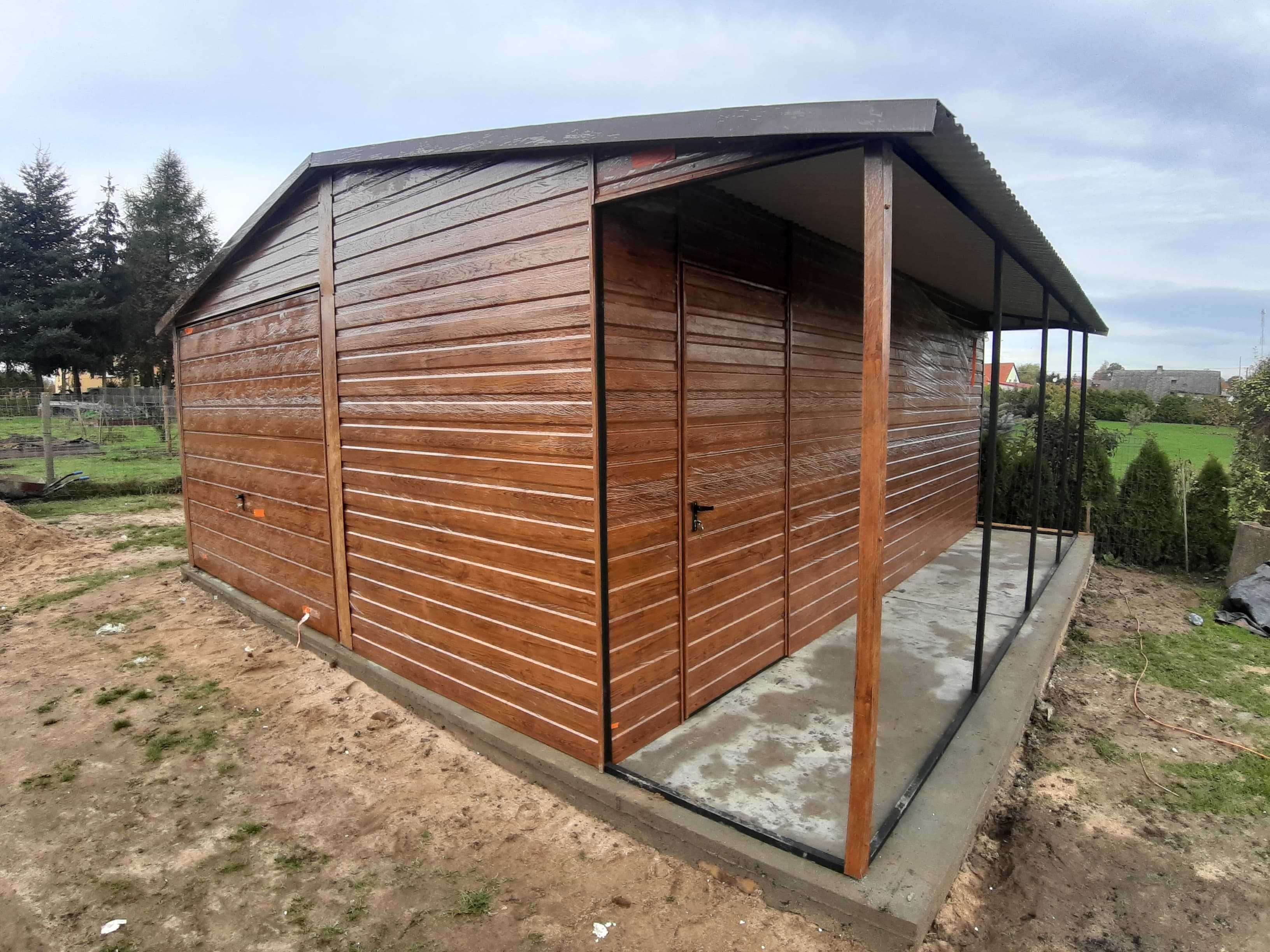 Garaż blaszak jednostanowiskowy + schowek blaszany 5x6 - kolory, wzory