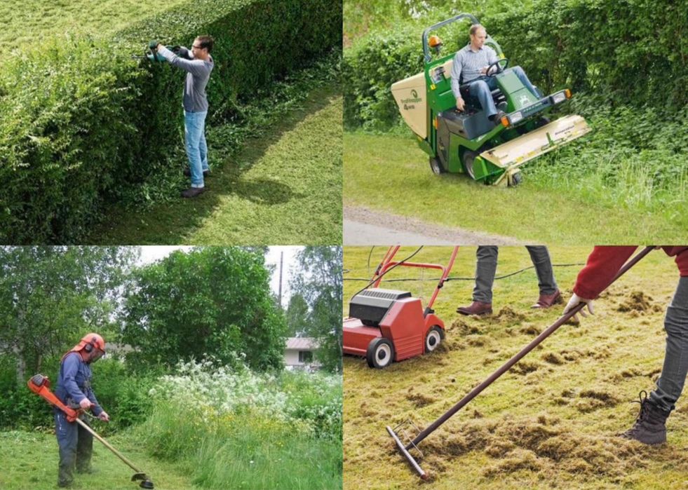 Koszenie trawy wielko powierzchniowe cięcie tui wertykulacja
