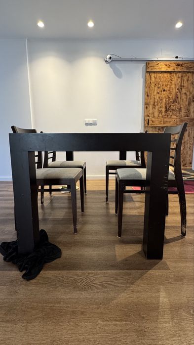 Mesa de Madeira Maciça Tampo em Vidro