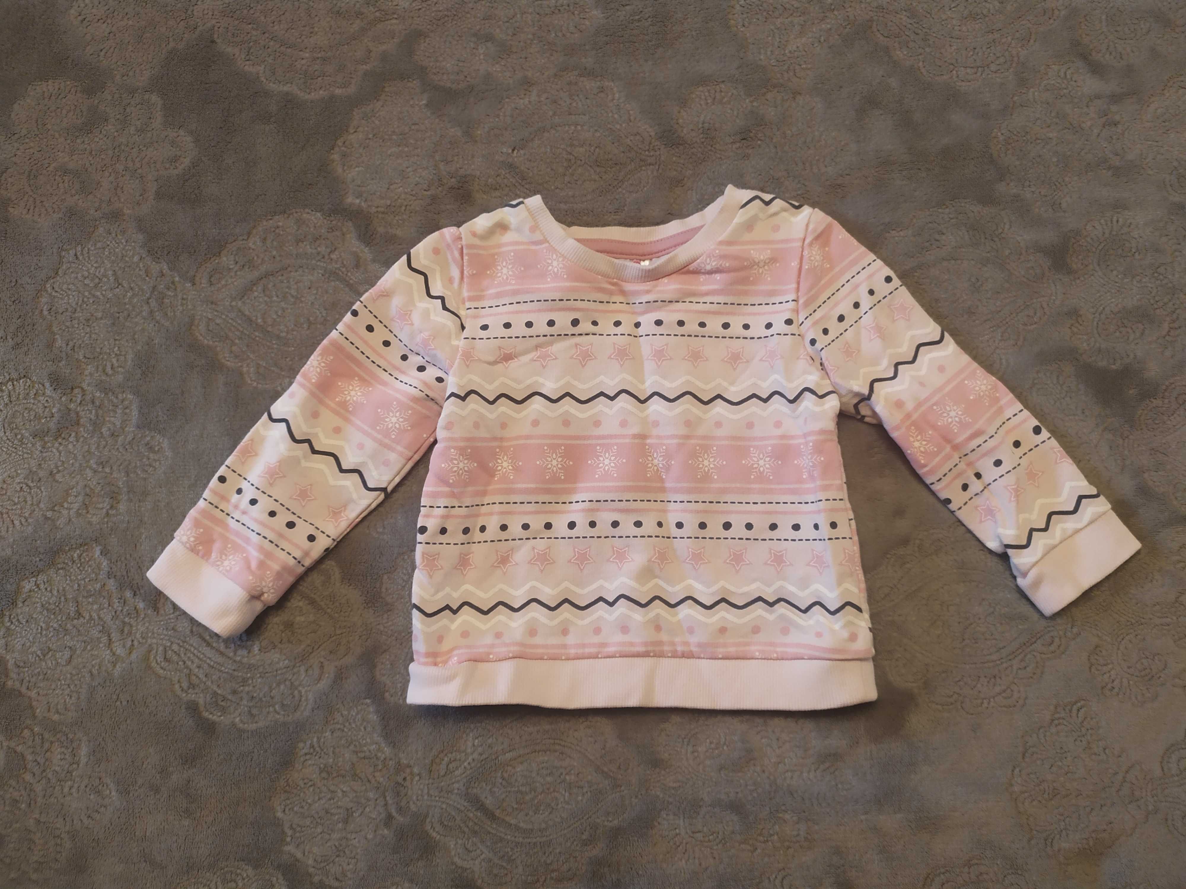Bluzeczka So Cute zimowy wzór r. 74 święta różowa gwiazdki śnieg