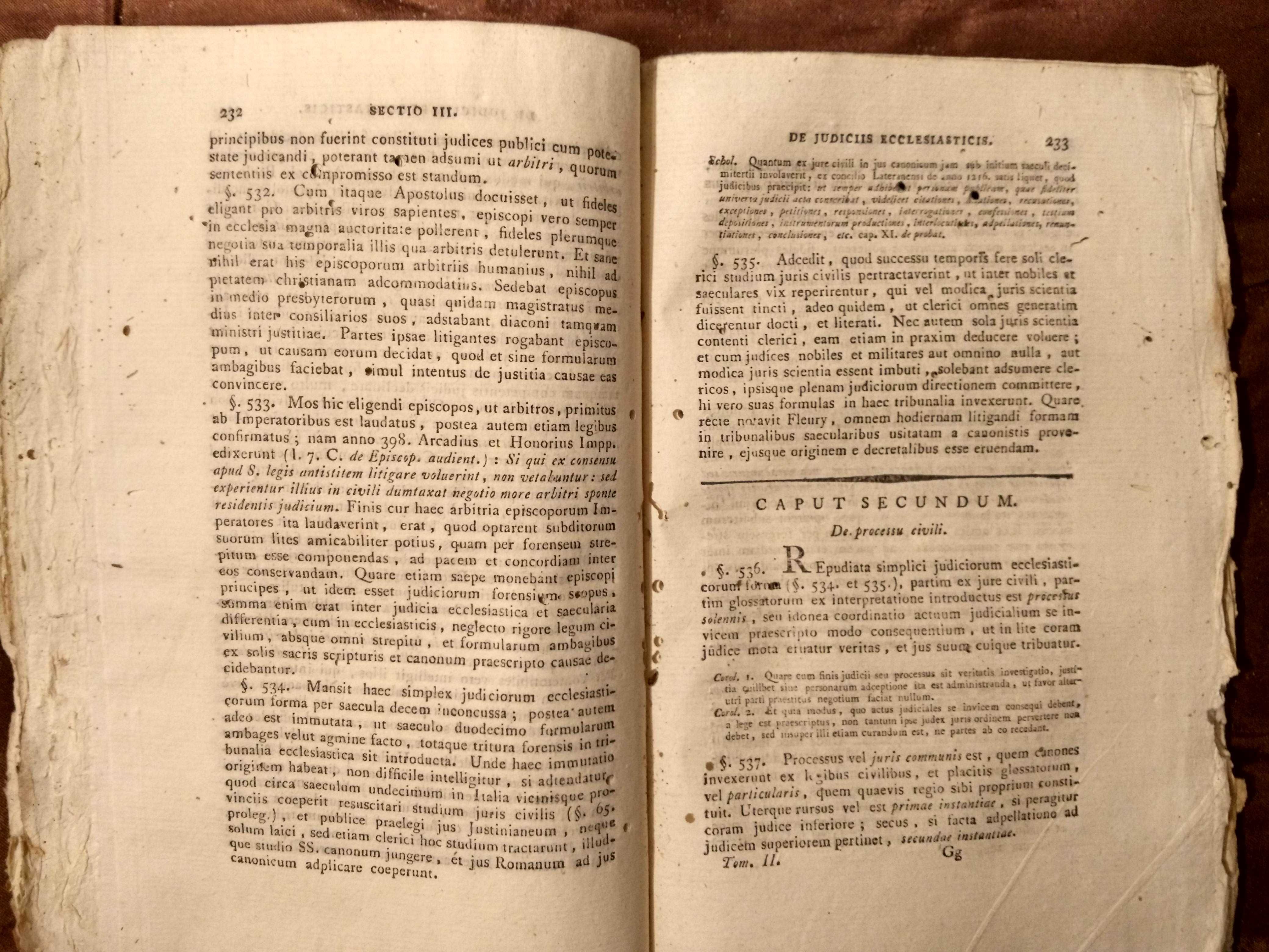 INSTITUTIONUES JURIS ECCLESIASTICI - dois volumes - ano de 1815