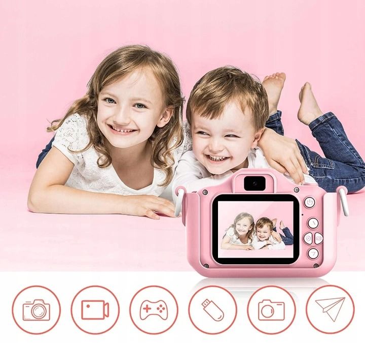 Aparat Cyfrowy Dla Dzieci Kamera Gry Zabawka + Karta 32Gb - Niebieski