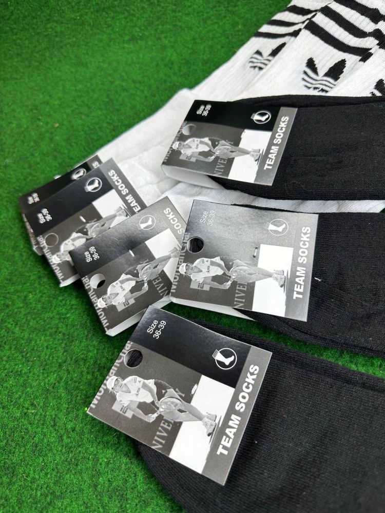 Adidas Wysokie Białe Czarne Skarpety 36-39(6 par)