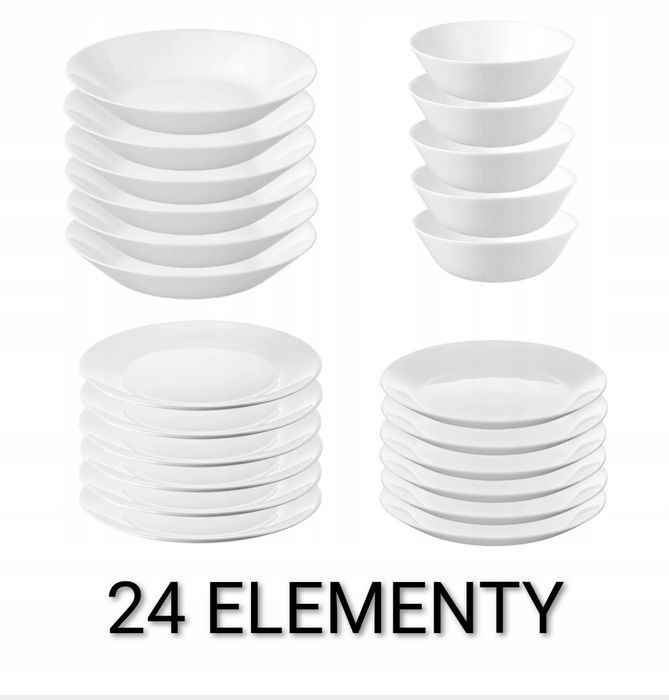 NOWA Zastawa stołowa 24el serwis obiadowy zestaw naczyń kuchennych