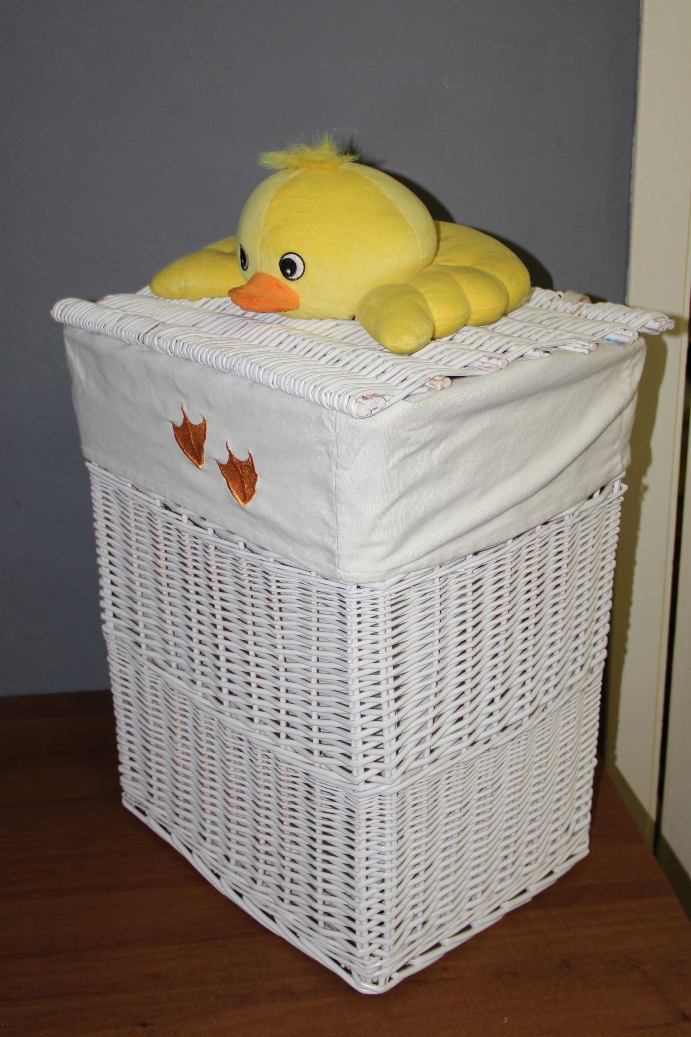 Кошик для іграшок Happy duckling кришка білий 58х44х36см лоза плетіння