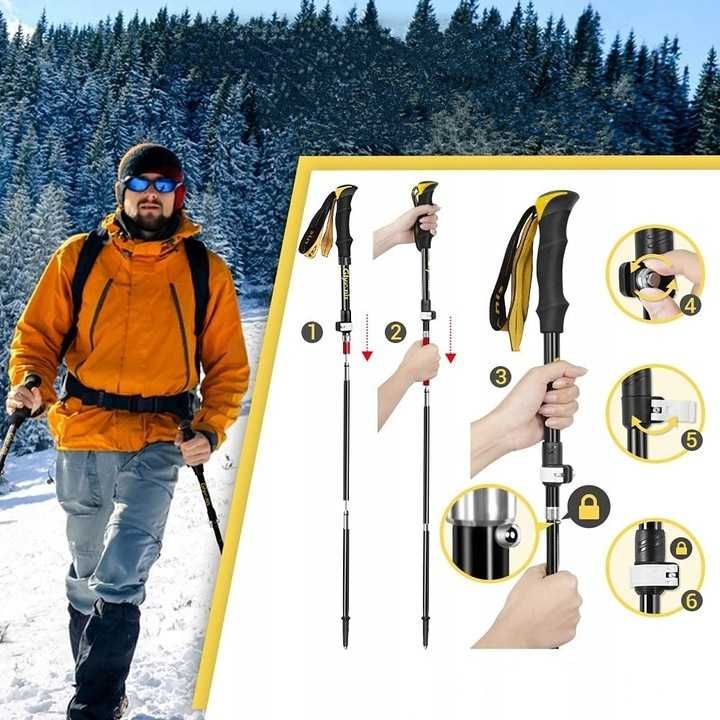 Kijki trekkingowe 110-130 cm składane do Nordic Walking Glymnis Nowe