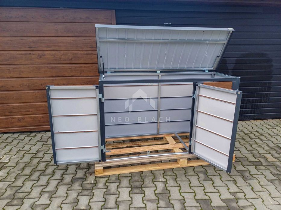 Zabudowa Koszy Na Śmieci Wiata  Obudowa 177X65X110 Cm 3X120L  Nb423