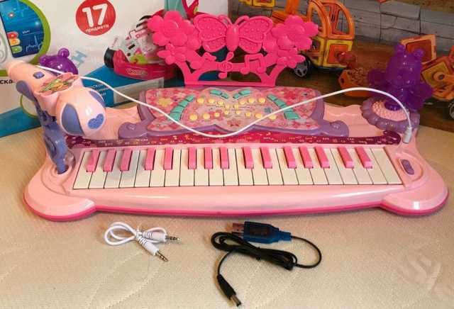 Детское пианино синтезатор 6618 на ножках со стульчиком, 37 клавиш
