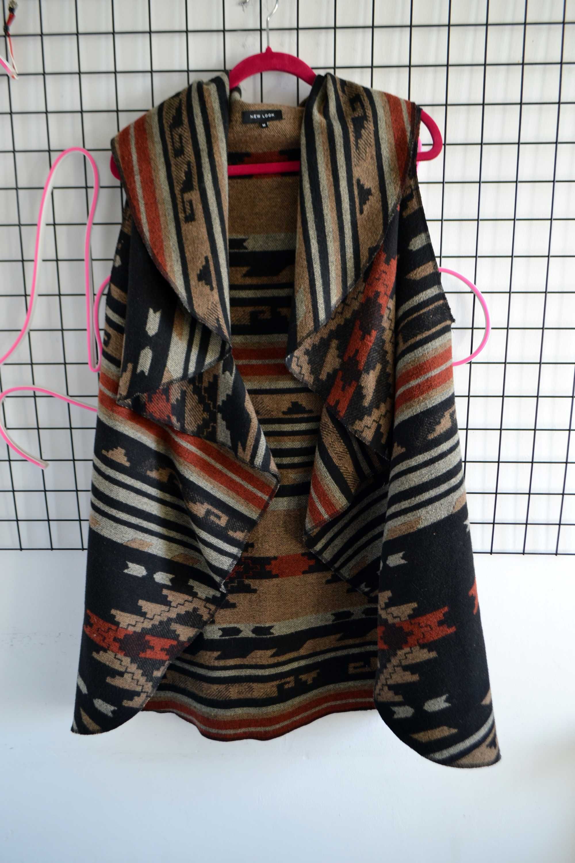 Ponczo poncho narzutka boho aztecka folk etno wełna New Look