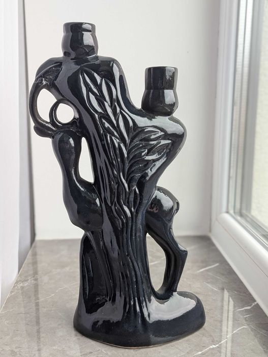 Свічник, статуетка, фігурка олень. Майоліка. Подсвечник