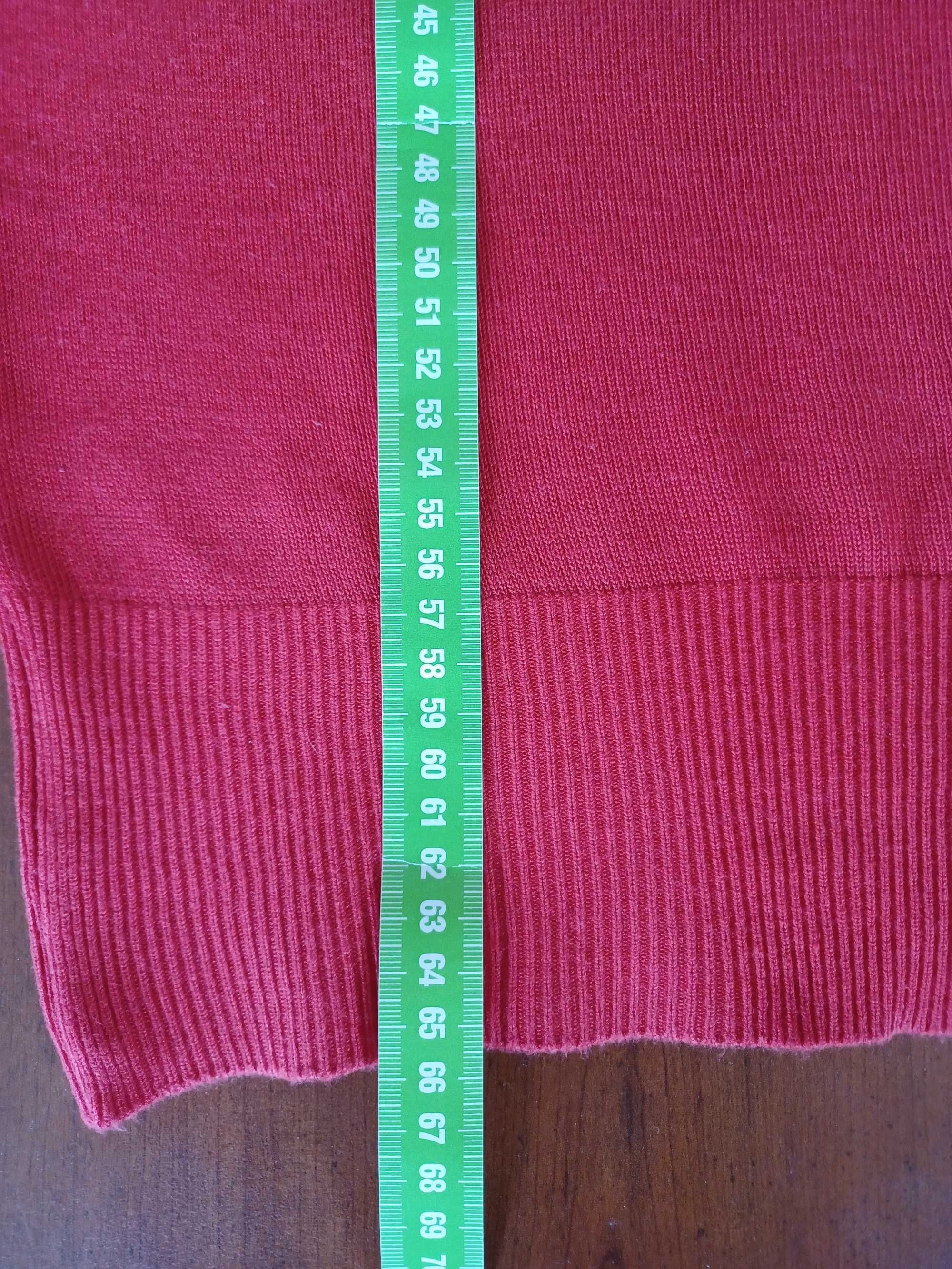 lekki, czerwony sweterek, nietoperz, wiskoza, wymiary, 38, 40, M, L
