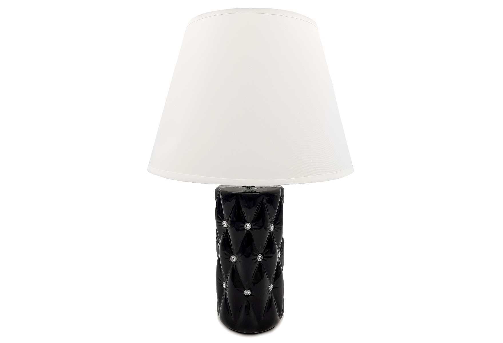 Czarna lampa lampka stołowa pikowana z kryształkami glamour