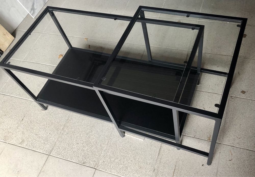 Zestaw 2 stolików kawowych szklanych loft seaford ława szklana