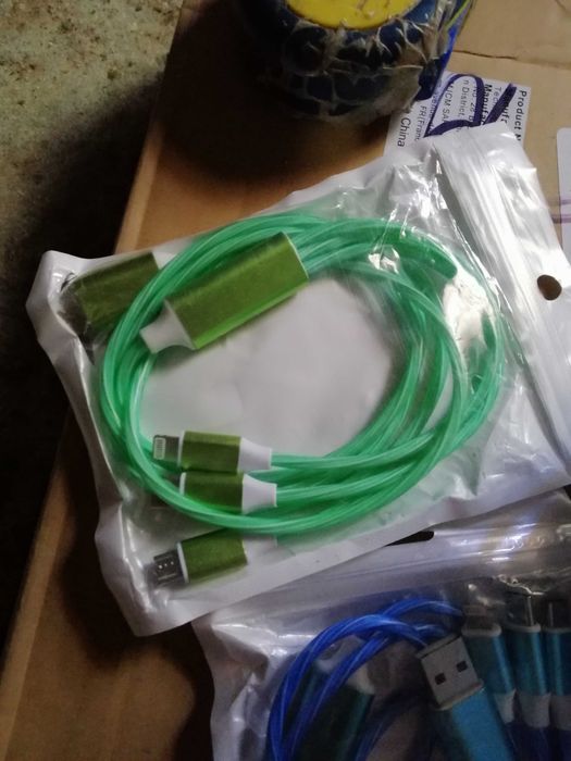 Светящийся USB кабель для быстрой зарядки 3 в 1