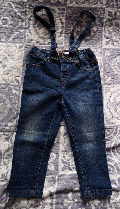 Spodnie jeansowe szelki 92cm