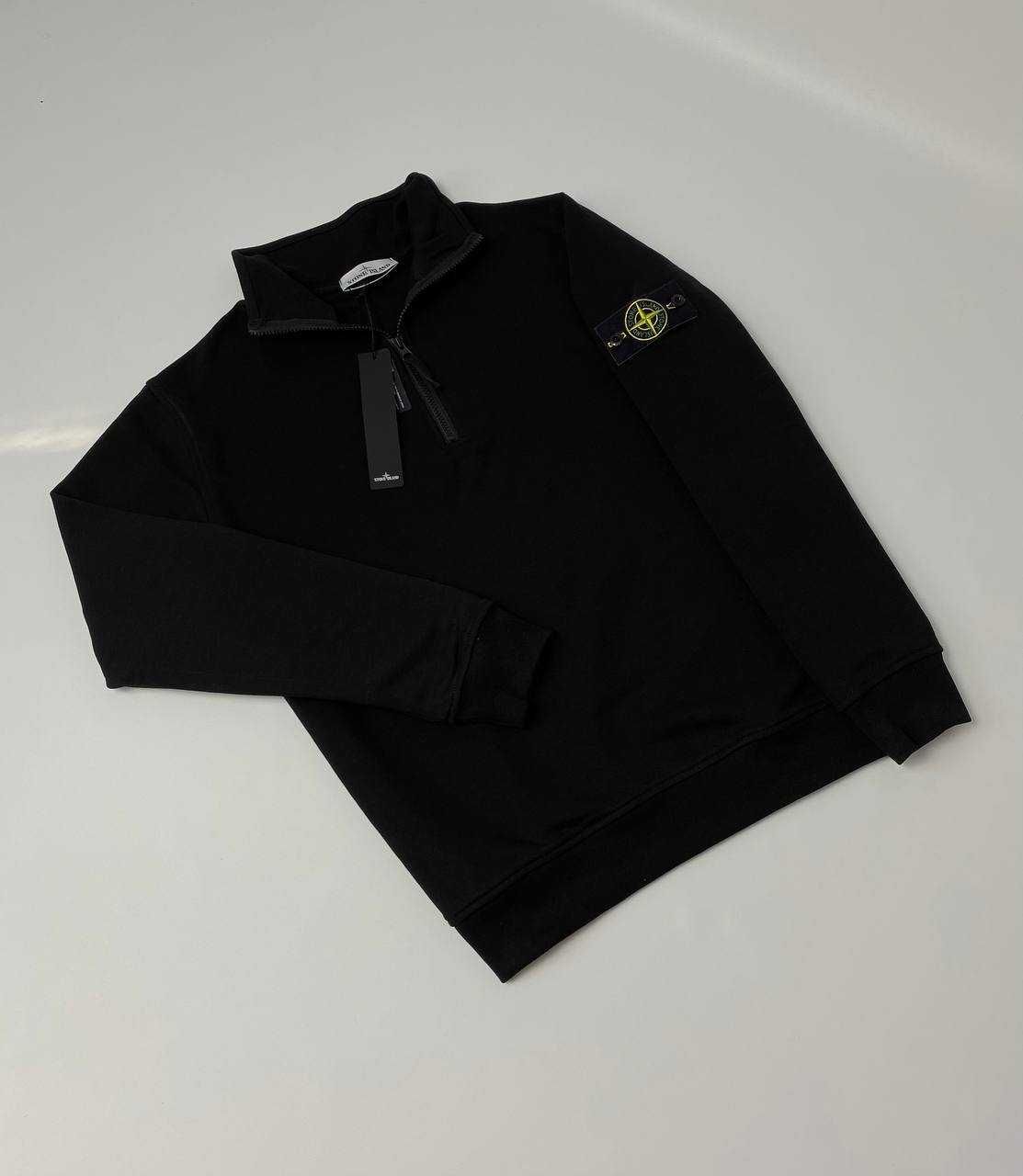Зіп світшот з блискавкою Стонік чорний Stone Island Кофта Стон Айленд