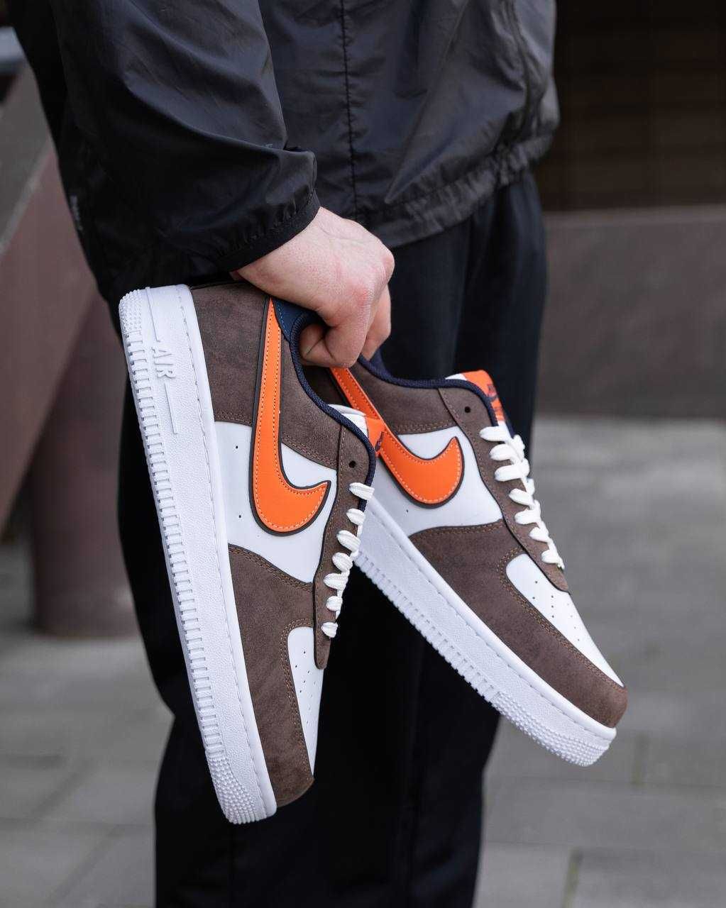 Чоловічі кросівки Найк/Nike Air Force Brown White Orange 40-44 розміри