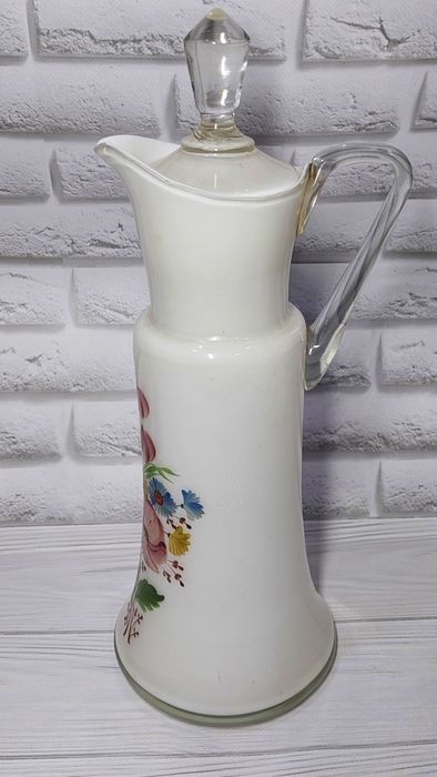 Кувшин полевые цветы, молочное стекло ручная роспись.  Цена 2500 грн