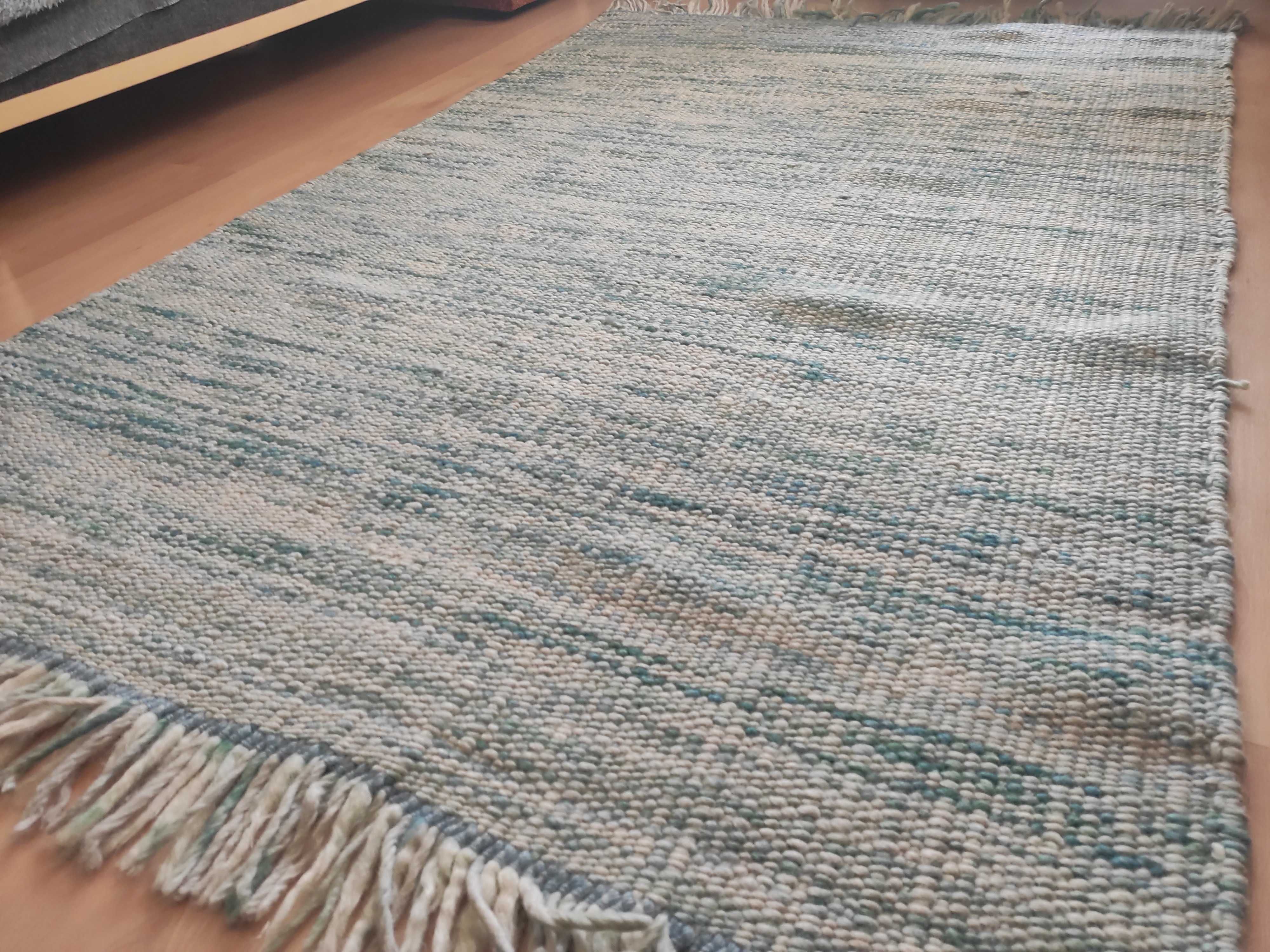 IKEA KOPENHAMN zielony dywan wełniany 133x195 cm