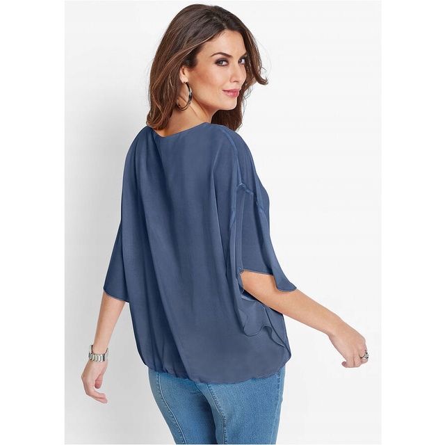 Bonprix Granatowa Szyfonowa Bluzka Kimono 40
