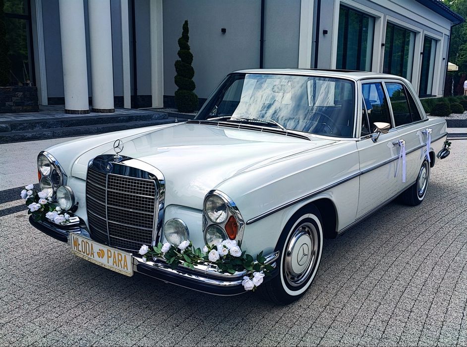 Auto do ślubu, biały Mercedes w108, 1972r