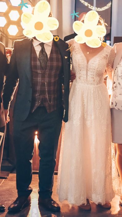 Suknia ślubna, rustykalna, koronkowa