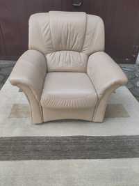 Skórzany Fotel - naturalna skóra + wełniany dywan gratis