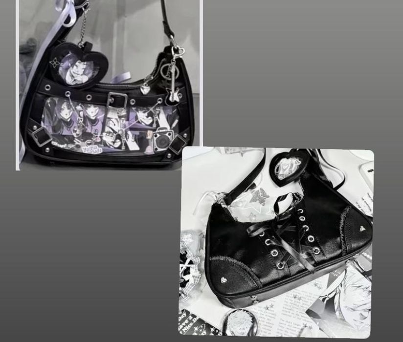 Сумка двухсторонняя с прозрачным карманом itabag готика Лолита