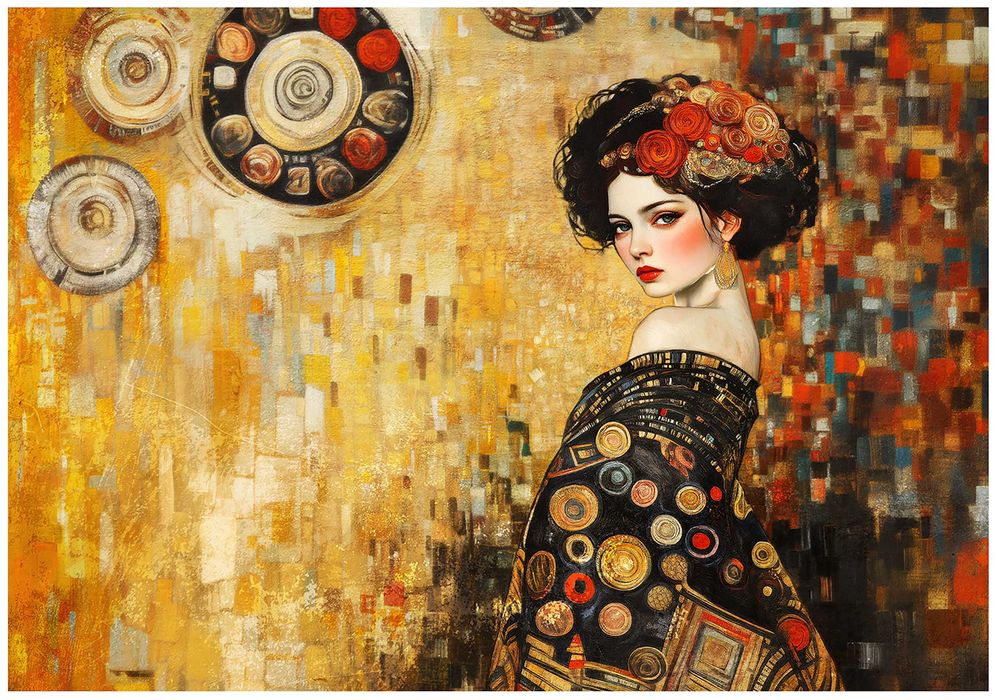 Fototapeta Kobieta Żółty Jak Malowany Piękno Gracja Kolorowa 3D + KLEJ