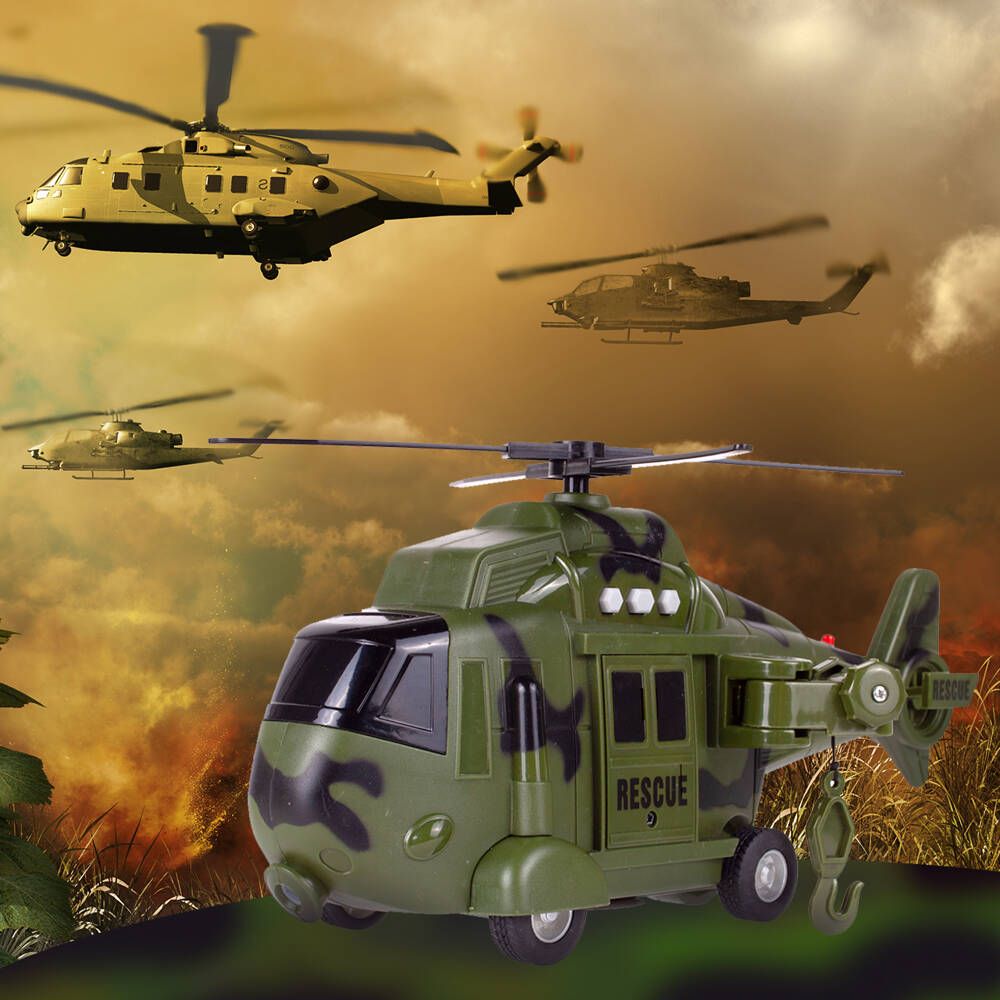 Helikopter Wojskowy Ratunkowy Światło Dźwięk Duży Na Baterię Zabawka