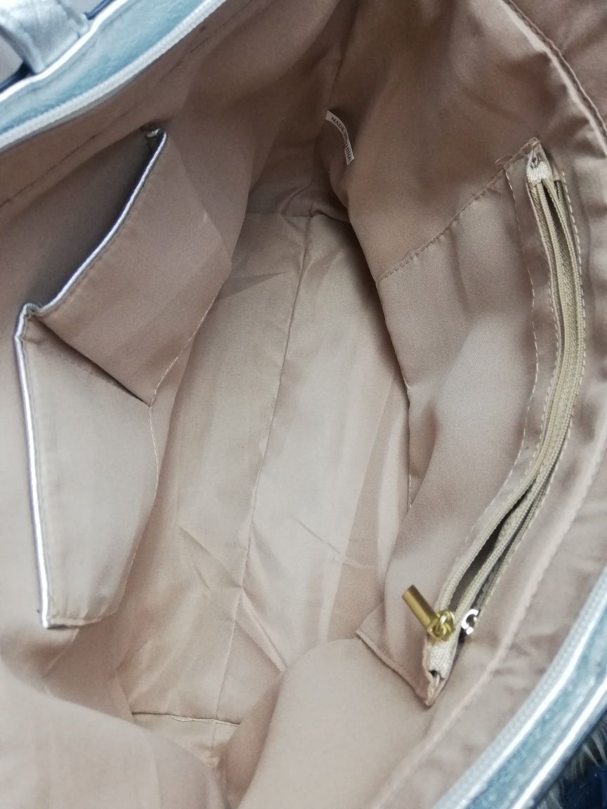 Srebrna duża torebka MK shopperka MICHAEL Kors