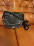 Ralph Lauren torebka listonoszka gruba skóra naturalna czarna 32x28 cm