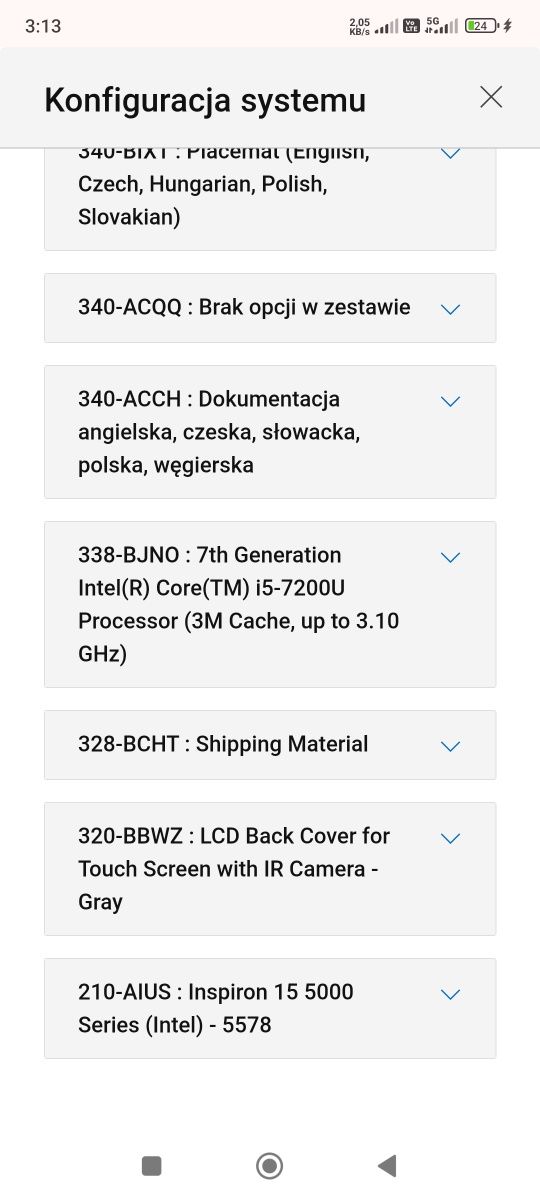 Dell Inspiron 15 seria 5000 idealny dotykowy ekran