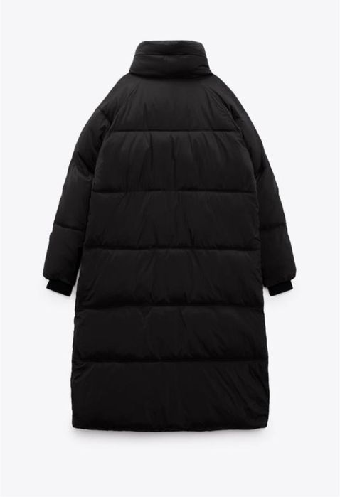 Жіночa довга куртка пуховик ZARA шапка hm