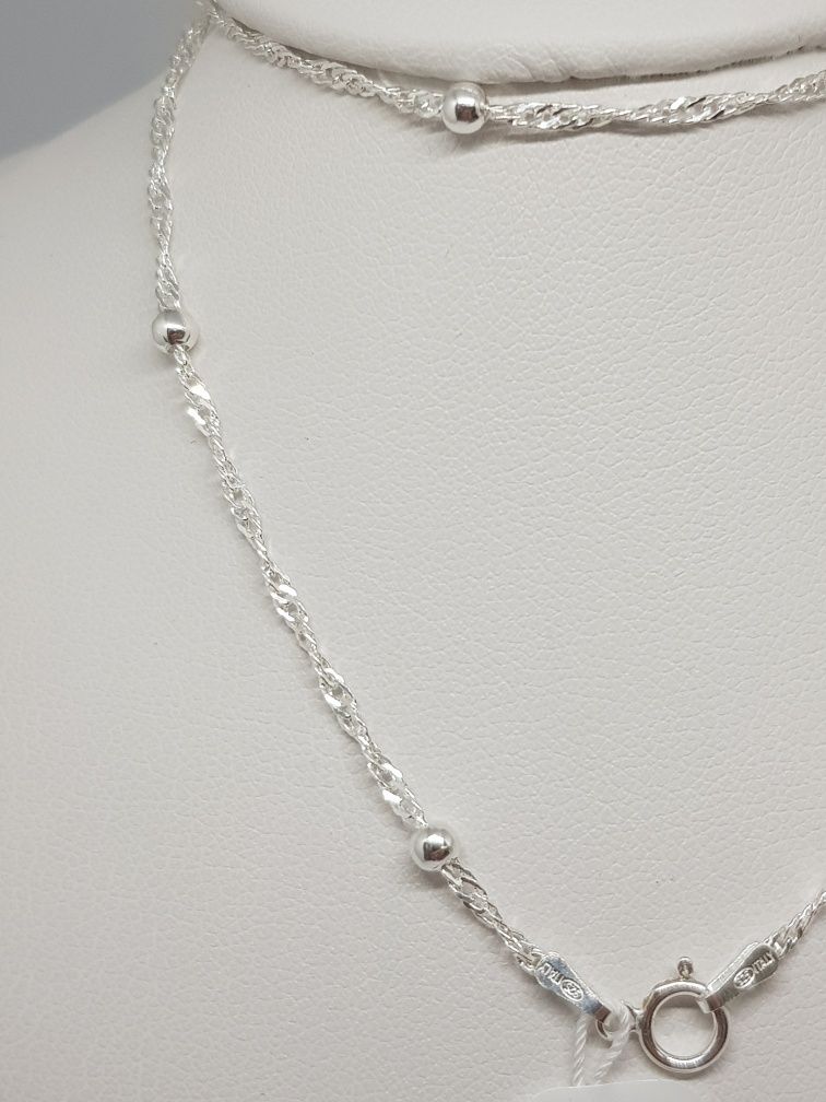 Srebrny łańcuszek z kulkami srebro 925 długość 45cm