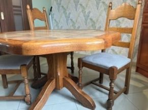 Stół lite drewno i 6 krzeseł zestaw do jadalni